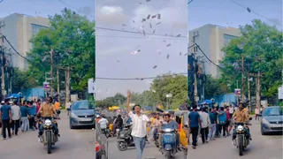 Hyderabad Viral Video: Influencer Throws Money Stash On Kukatpally Street Causing Traffic Chaos; Booked | Watch
